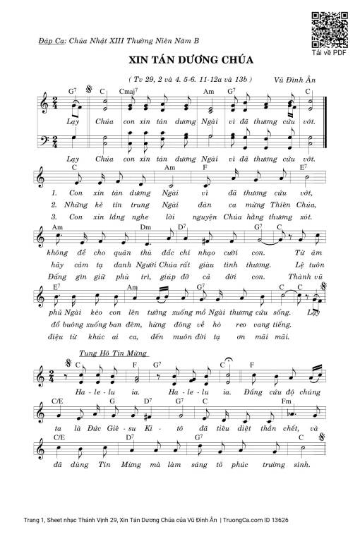 Thánh Vịnh 29, Xin Tán Dương Chúa