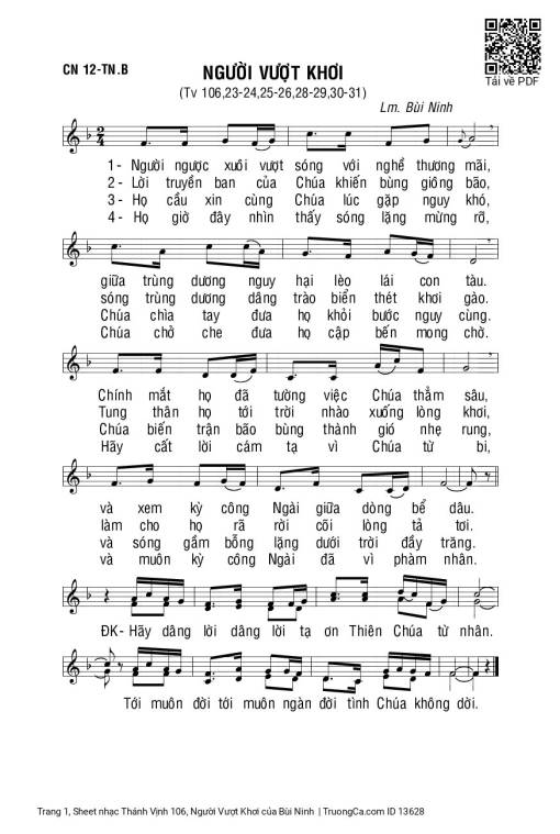 Sheet PDF of Thánh Vịnh 106, Người Vượt Khơi