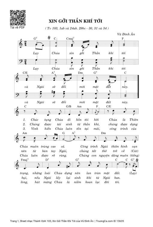 Thánh Vịnh 103, Xin Gởi Thần Khí Tới
