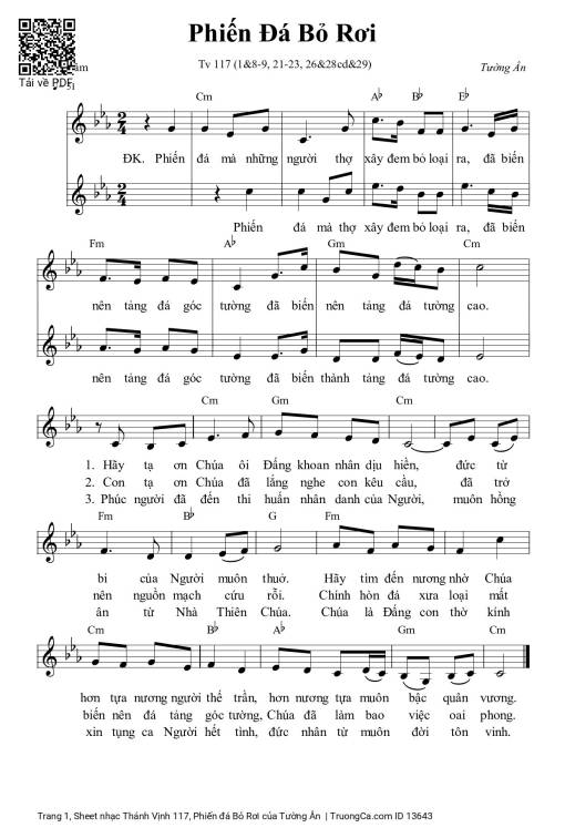 Sheet PDF of Thánh Vịnh 117, Phiến đá Bỏ Rơi