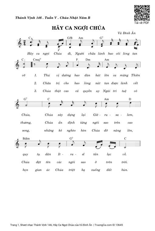 Sheet PDF of Thánh Vịnh 146, Hãy Ca Ngợi Chúa