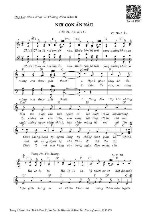 Sheet PDF of Thánh Vịnh 31, Nơi Con ẩn Náu