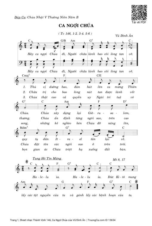 Sheet PDF of Thánh Vịnh 146, Ca Ngợi Chúa