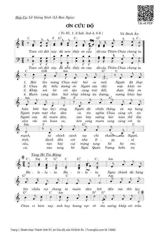 Sheet PDF of Thánh Vịnh 97, ơn Cứu độ