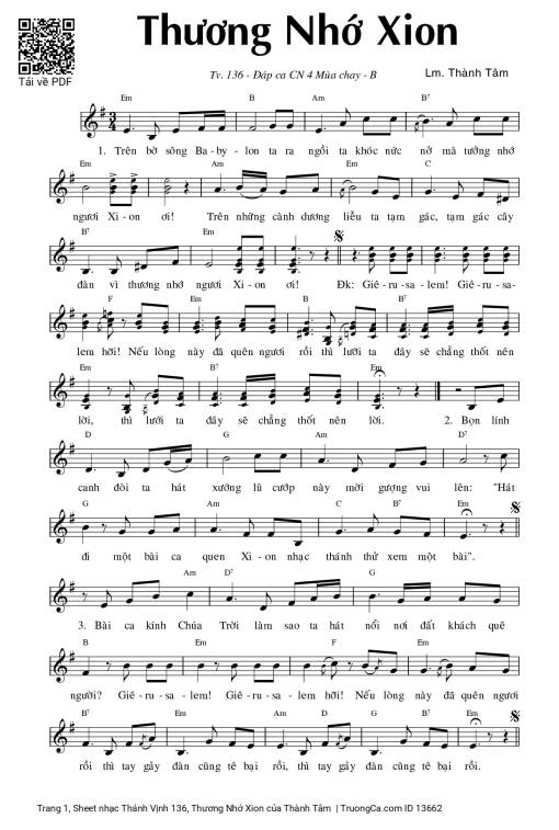 Thánh Vịnh 136, Thương Nhớ Xion