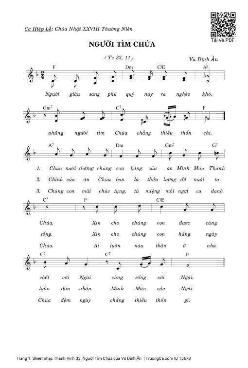Sheet PDF of Thánh Vịnh 33, Người Tìm Chúa