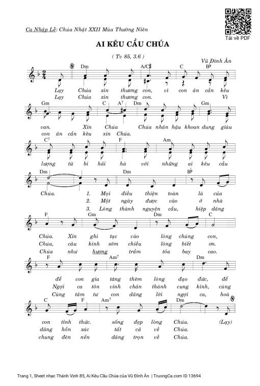 Thánh Vịnh 85, Ai Kêu Cầu Chúa