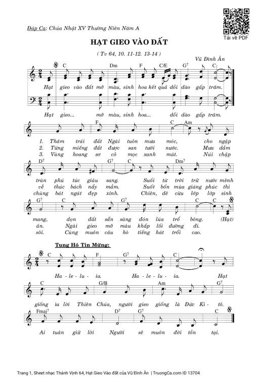 Sheet PDF of Thánh Vịnh 64, Hạt Gieo Vào đất