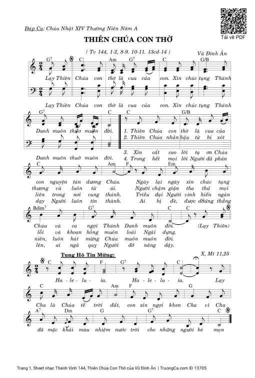 Sheet PDF of Thánh Vịnh 144, Thiên Chúa Con Thờ