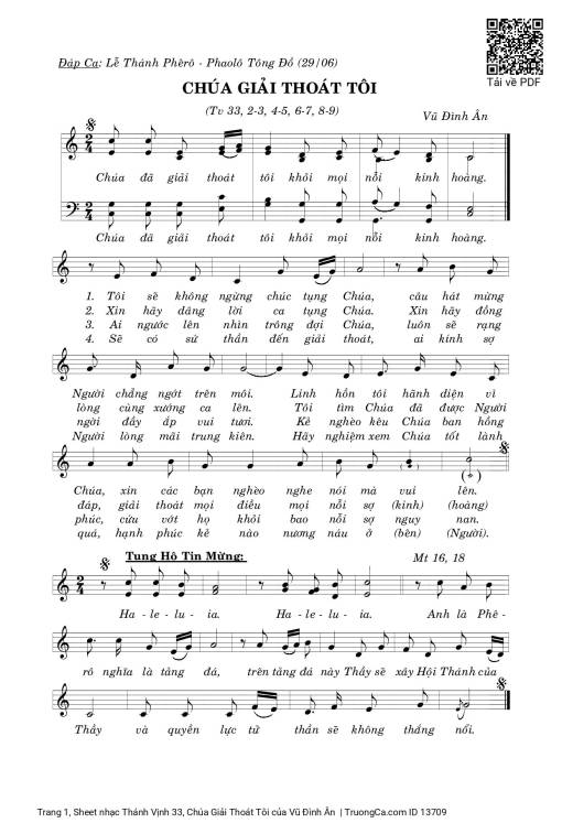 Sheet PDF of Thánh Vịnh 33, Chúa Giải Thoát Tôi