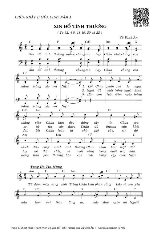 Thánh Vịnh 32, Xin đổ Tình Thương