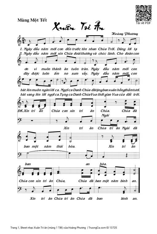 Sheet PDF of Xuân Tri ân (mùng 1 Tết)