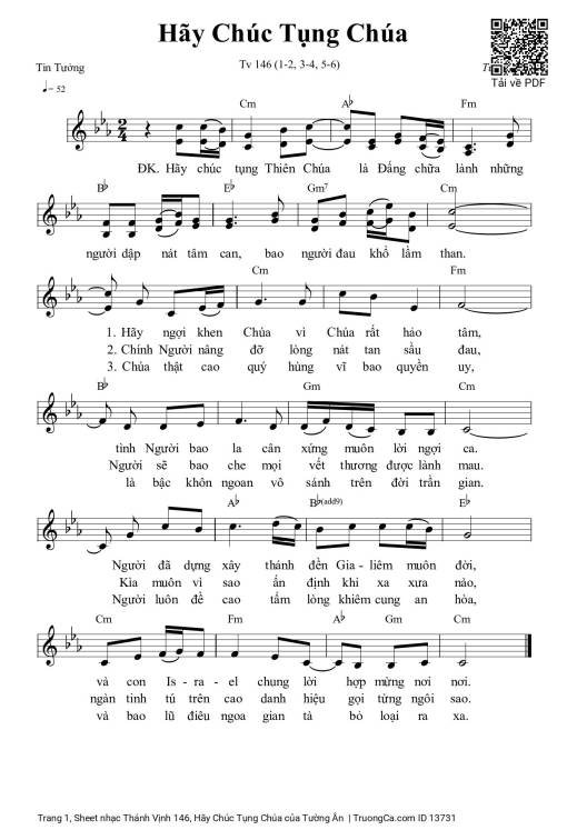 Sheet PDF of Thánh Vịnh 146, Hãy Chúc Tụng Chúa