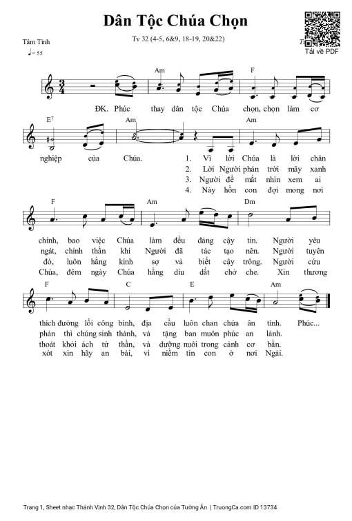 Sheet PDF of Thánh Vịnh 32, Dân Tộc Chúa Chọn
