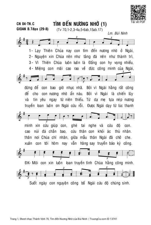 Sheet PDF of Thánh Vịnh 70, Tìm đến Nương Nhờ (1)