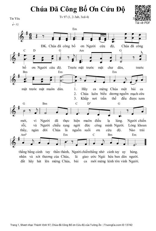 Thánh Vịnh 97, Chúa đã Công Bố ơn Cứu độ