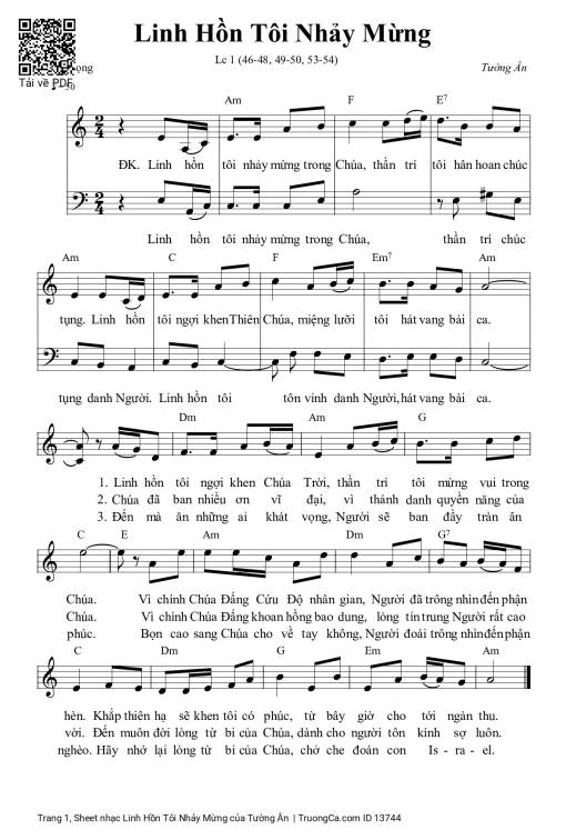 Sheet PDF of Linh Hồn Tôi Nhảy Mừng