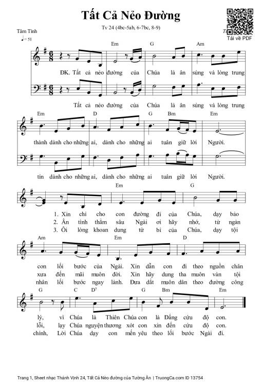 Sheet PDF of Thánh Vịnh 24, Tất Cả Nèo đường