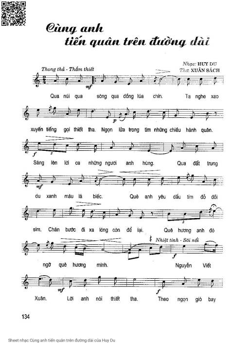 Sheet PDF of Cùng anh tiến quân trên đường dài