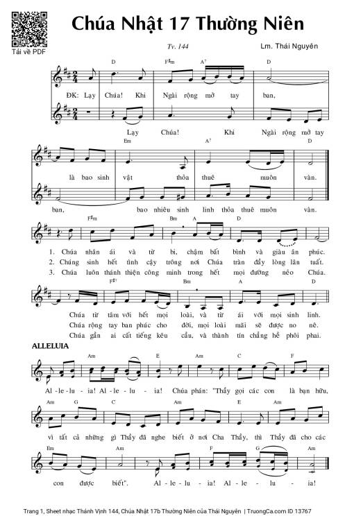 Thánh Vịnh 144, Chúa Nhật 17b Thường Niên