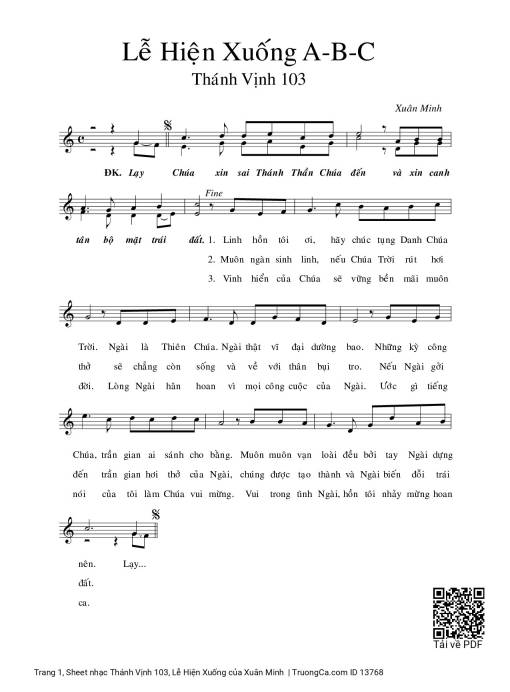 Sheet PDF of Thánh Vịnh 103, Lễ Hiện Xuống