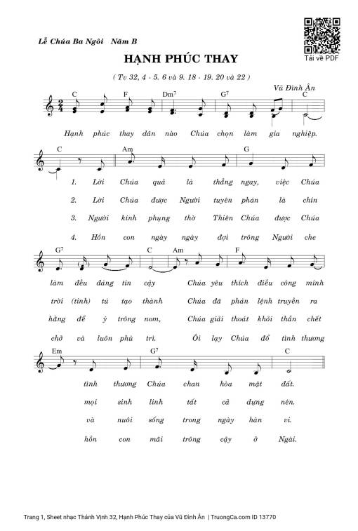 Sheet PDF of Thánh Vịnh 32, Hạnh Phúc Thay