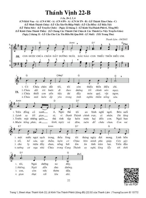 Sheet PDF of Thánh Vịnh 22, Lễ Kính Tòa Thánh Phêrô (tông đồ) (22.02
