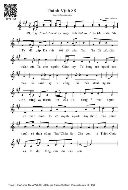 Sheet PDF of Thánh Vịnh 88, Lễ Dầu