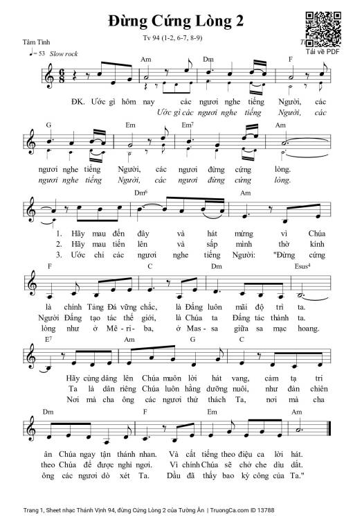 Sheet PDF of Thánh Vịnh 94, đừng Cứng Lòng 2