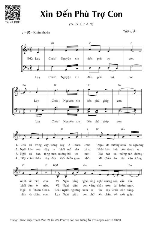 Sheet PDF of Thánh Vịnh 39, Xin đến Phù Trợ Con