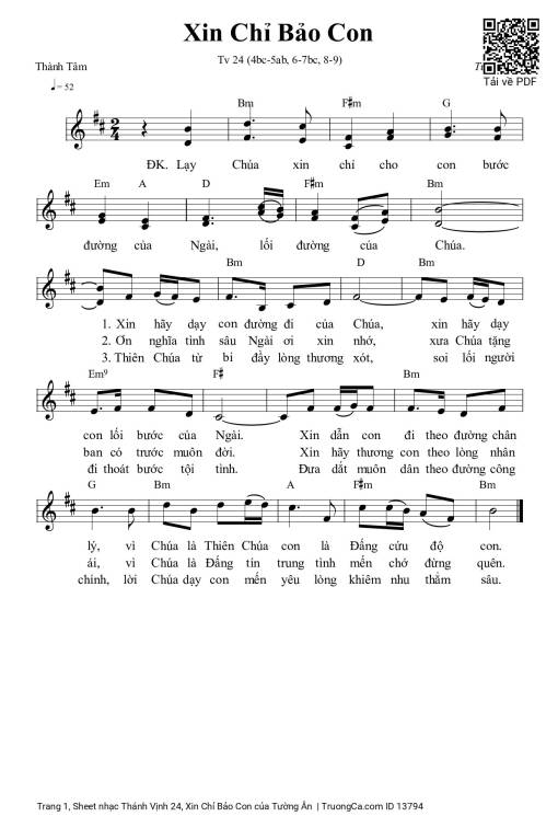 Sheet PDF of Thánh Vịnh 24, Xin Chỉ Bảo Con