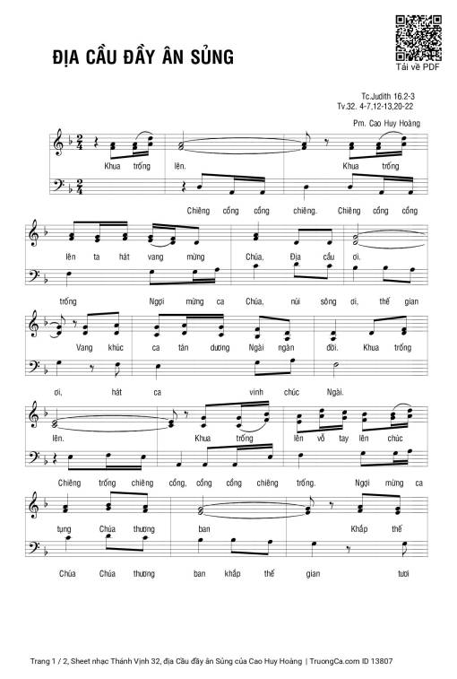 Sheet PDF of Thánh Vịnh 32, địa Cầu đầy ân Sủng