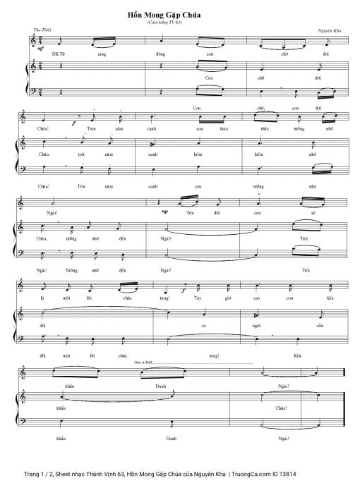Sheet PDF of Thánh Vịnh 63, Hồn Mong Gặp Chúa