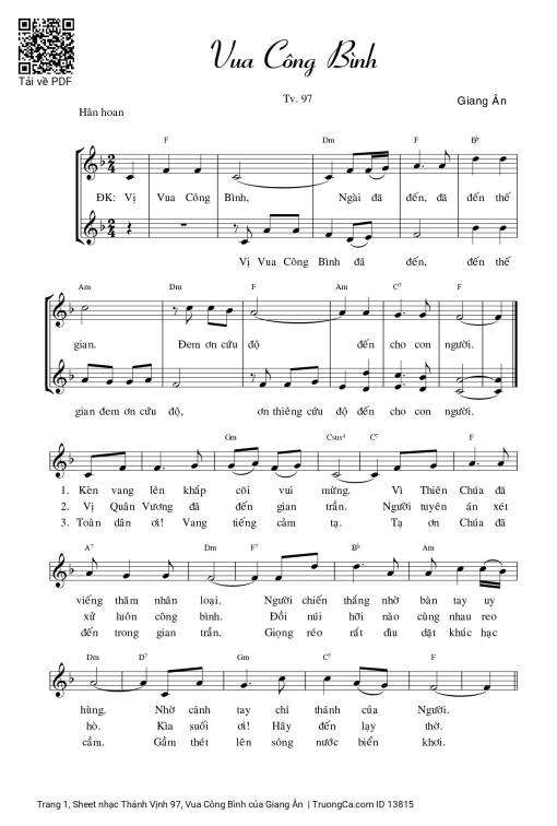 Sheet PDF of Thánh Vịnh 97, Vua Công Bình