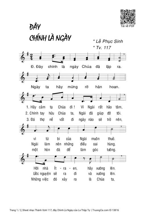 Sheet PDF of Thánh Vịnh 117, đây Chính Là Ngày