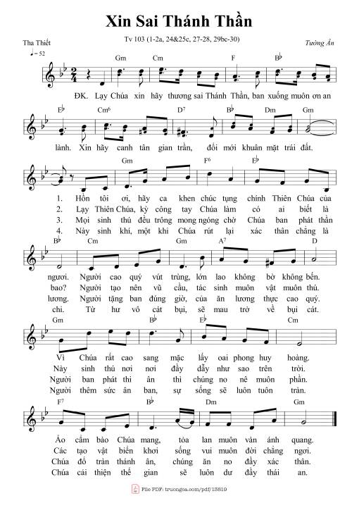 Sheet PDF of Thánh Vịnh 103, Xin Sai Thánh Thần