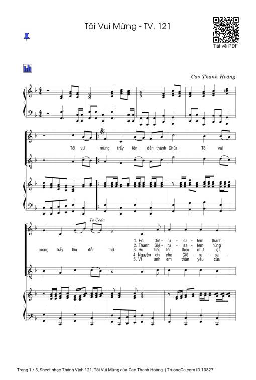 Sheet PDF of Thánh Vịnh 121, Tôi Vui Mừng