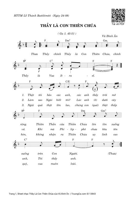 Sheet PDF of Thầy Là Con Thiên Chúa