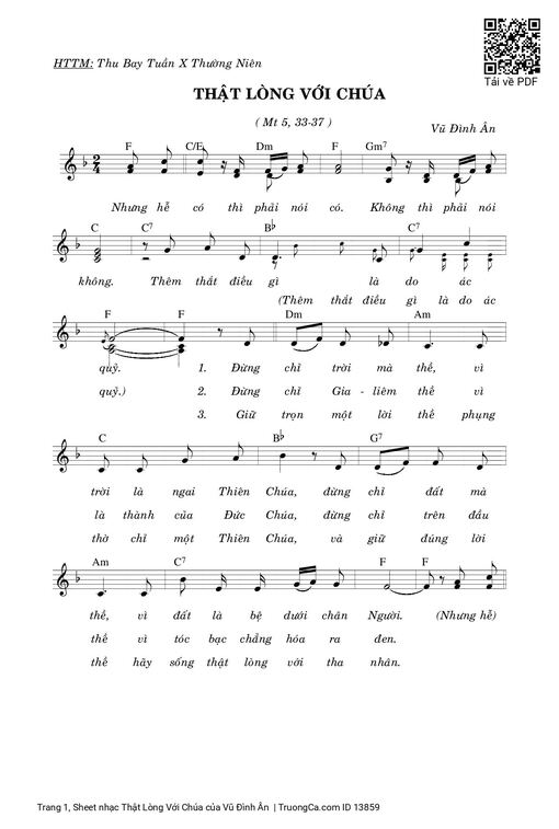 Sheet PDF of Thật Lòng Với Chúa