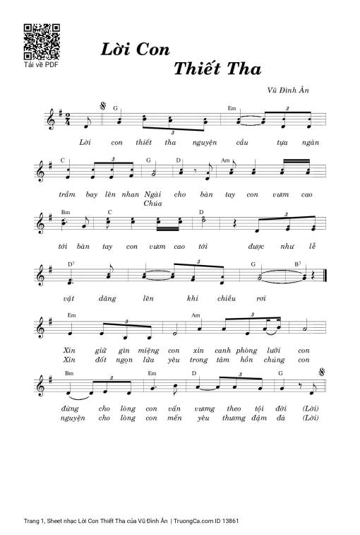 Sheet PDF of Lời Con Thiết Tha