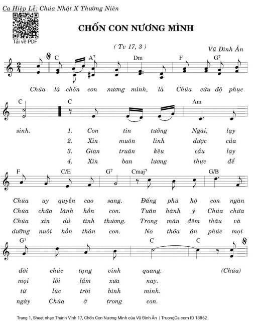 Sheet PDF of Thánh Vịnh 17, Chốn Con Nương Mình