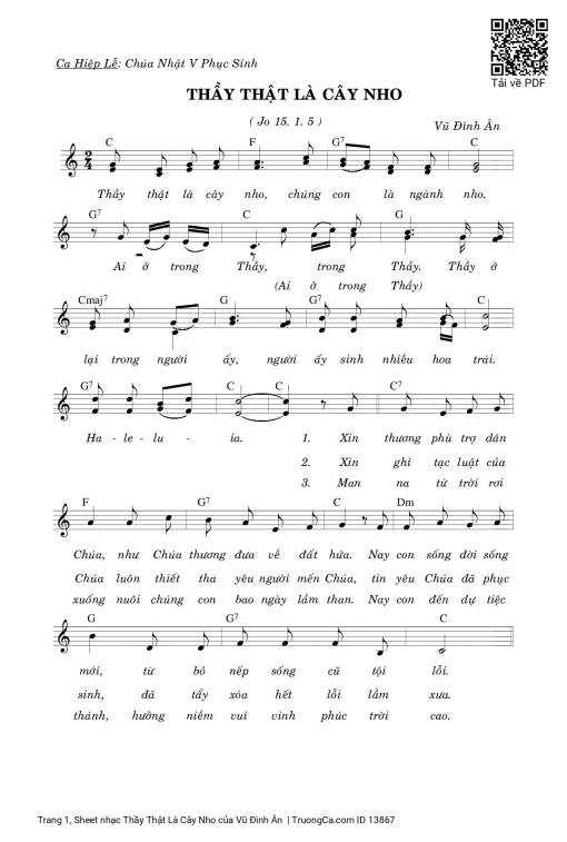 Sheet PDF of Thầy Thật Là Cây Nho
