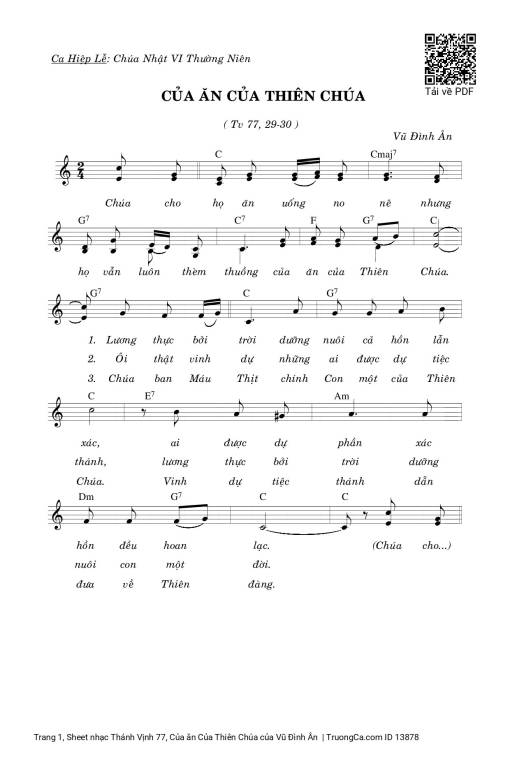 Sheet PDF of Thánh Vịnh 77, Của ăn Của Thiên Chúa