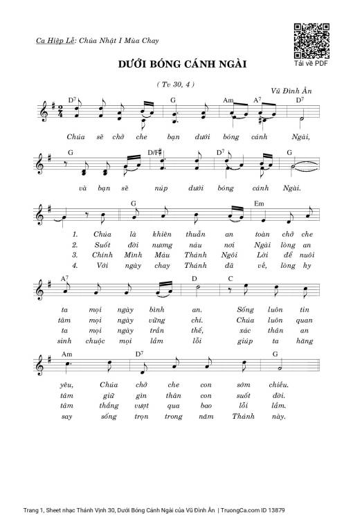 Sheet PDF of Thánh Vịnh 30, Dưới Bóng Cánh Ngài