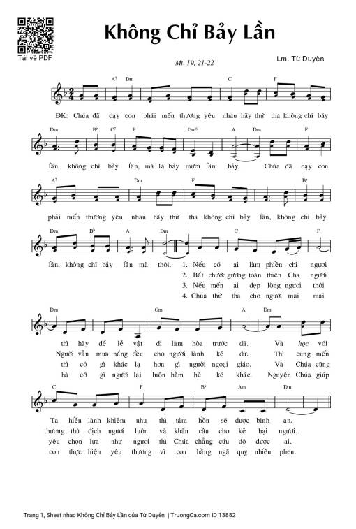 Sheet PDF of Không Chỉ Bảy Lần