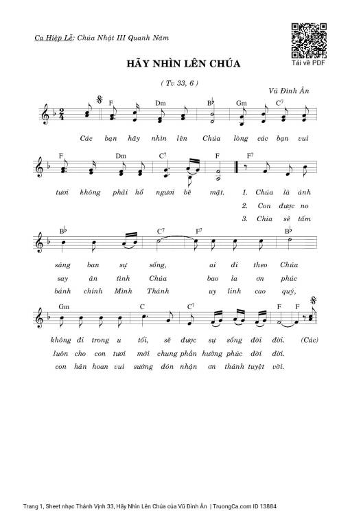 Thánh Vịnh 33, Hãy Nhìn Lên Chúa