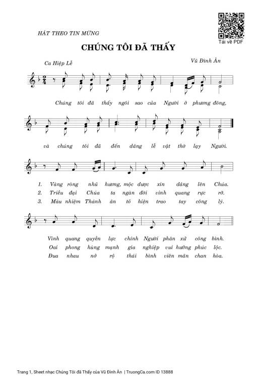 Sheet PDF of Chúng Tôi đã Thấy