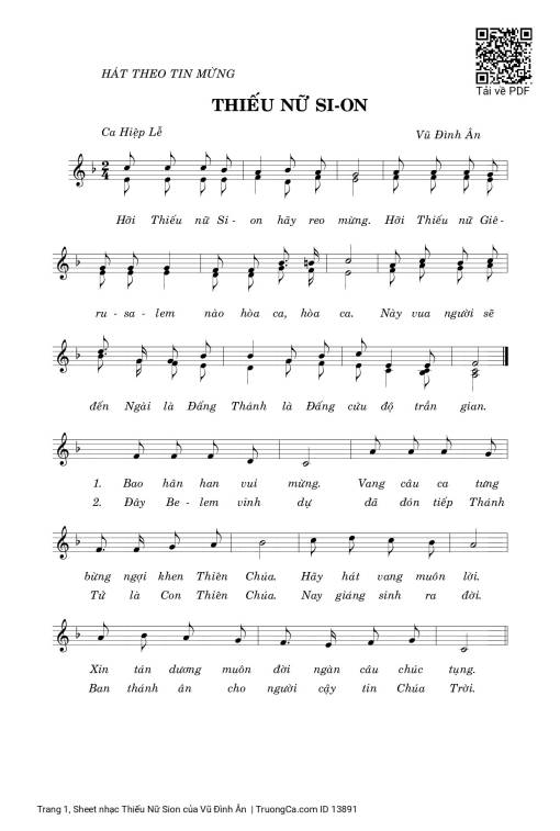 Sheet PDF of Thiếu Nữ Sion