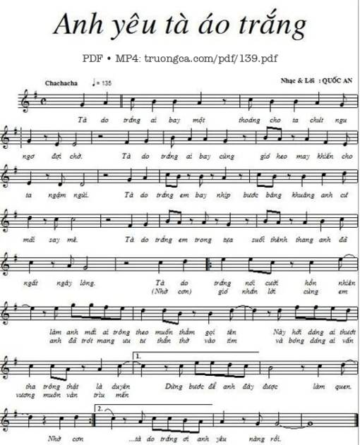 Sheet PDF of Anh yêu tà áo trắng
