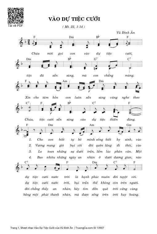 Sheet PDF of Vào Dự Tiệc Cưới
